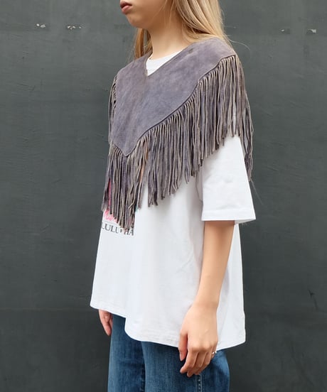 Vintage fringe suede collar