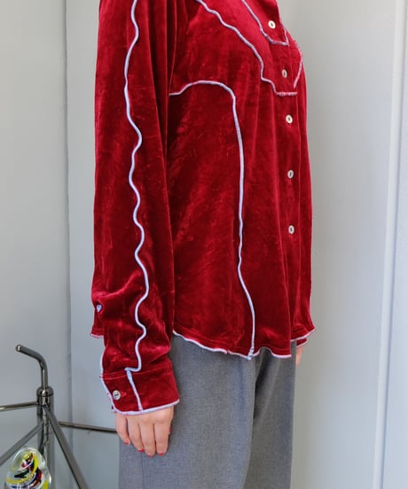 Frill Line Velours Shirt