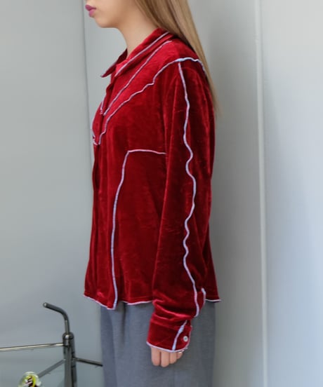 Frill Line Velours Shirt