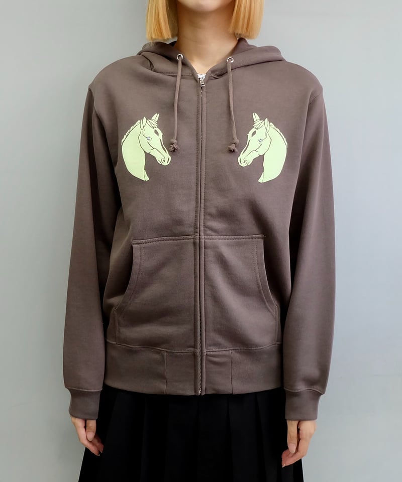 Labyrins Dont Cry Horse Zip Hoodie Brown | Shury