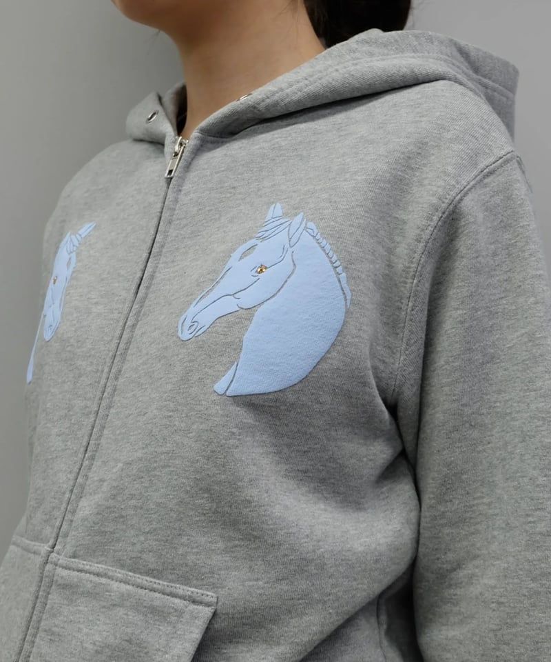 Labyrins Dont Cry Horse Zip Hoodie Gray | Shury Labyrins Dont Cry Horse Zip Hoodie Gray | Shury
