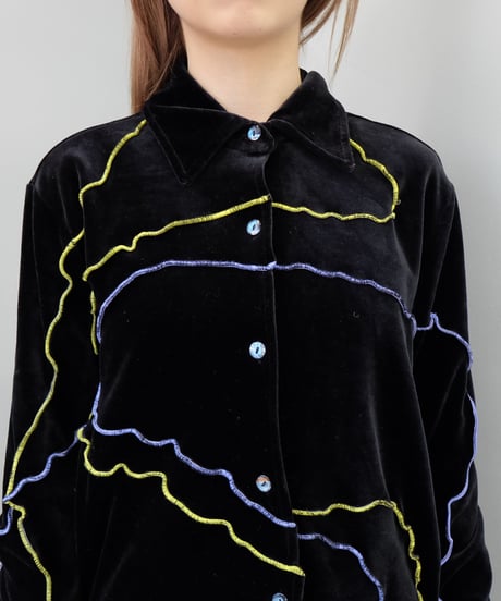 Frill Line Velours Shirt