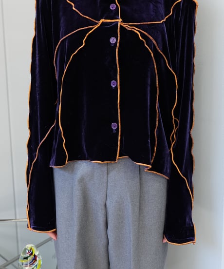 Frill Line Velours Shirt