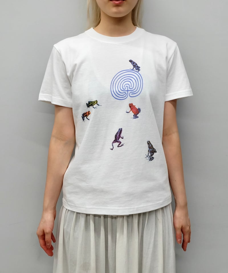 labyrins ホワイト Tシャツ shury groovy frog Labyrins Groovy Frog Tshirt Blue | Shury