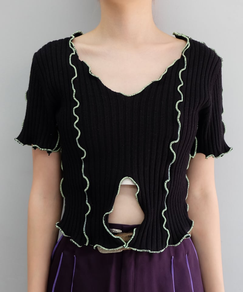 【shury】remake frill line knit
