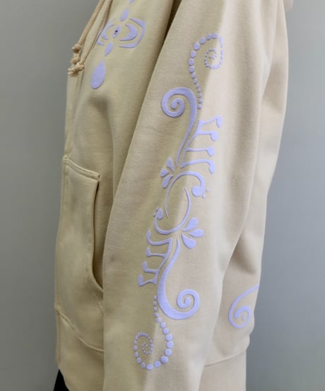 Labyrins   Botanical Hoodie Beige