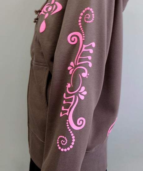 Labyrins   Botanical Hoodie Brown