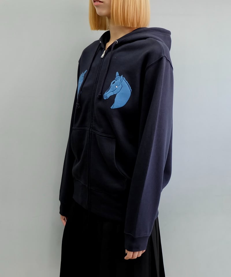 Labyrins Dont Cry Horse Zip Hoodie Navy | Shury