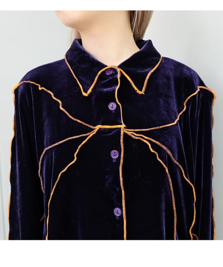 Frill Line Velours Shirt