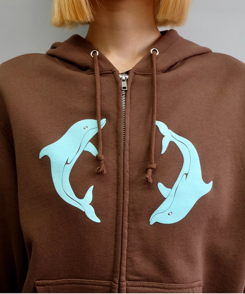 トップス shury labyrins Two Dolphins Zip Hoodie Labyrins Two Dolphins Zip Hoodie Brown | Shury