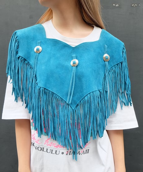 Vintage fringe suede collar