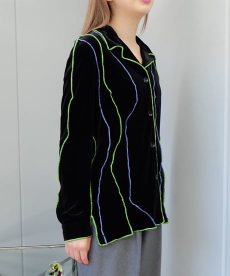 Frill Line Velours Shirt