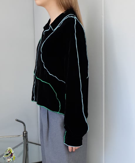 Frill Line Velours Shirt