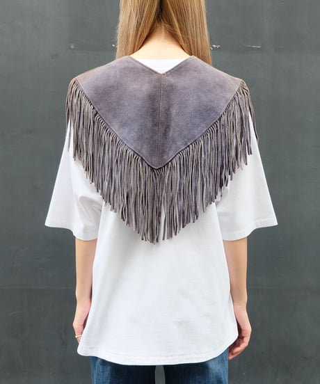 Vintage fringe suede collar