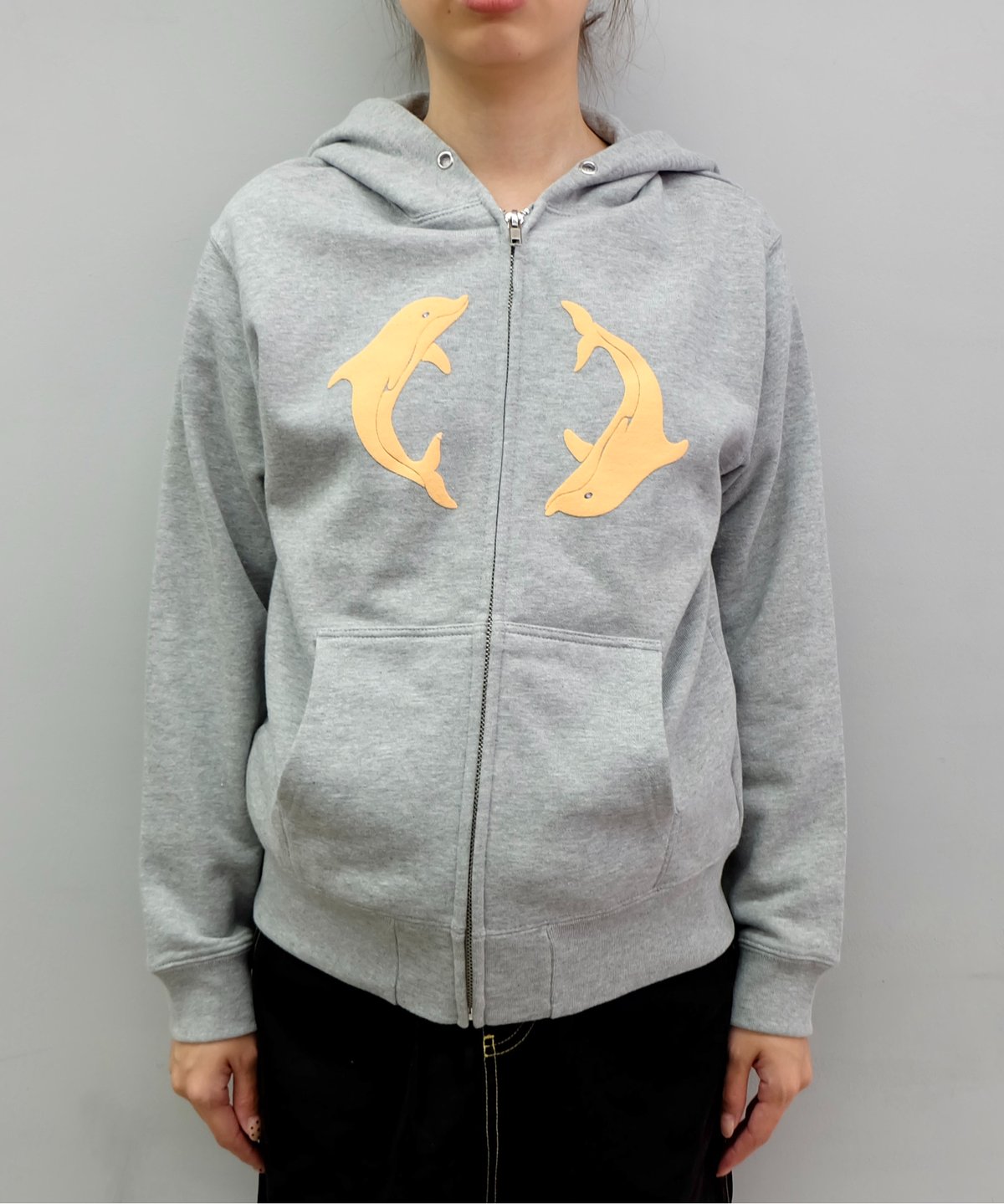 Labyrins Two Dolphins Zip Hoodie Gray | Shury Labyrins Two Dolphins Zip Hoodie Gray | Shury