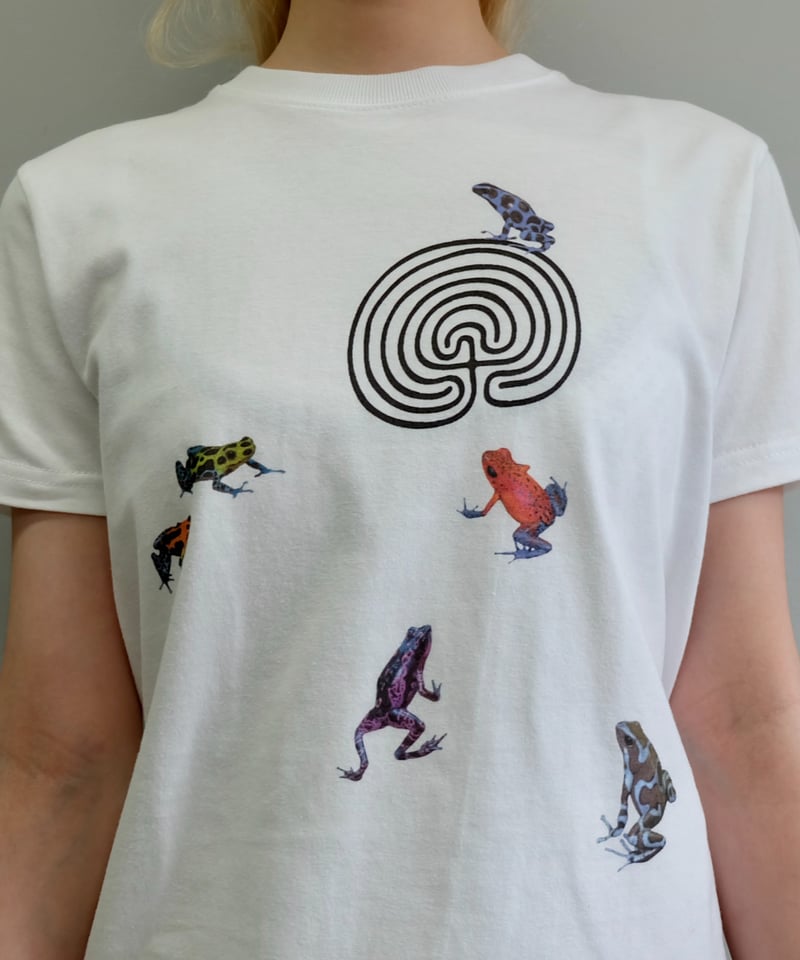 labyrins ホワイト Tシャツ shury groovy frog Labyrins Groovy Frog Tshirt Black | Shury