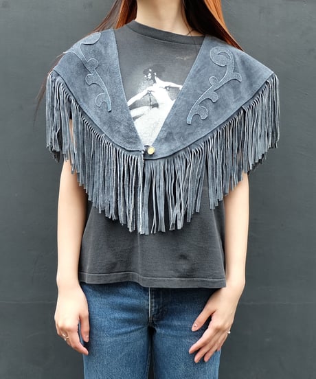 Vintage   fringe suede collar