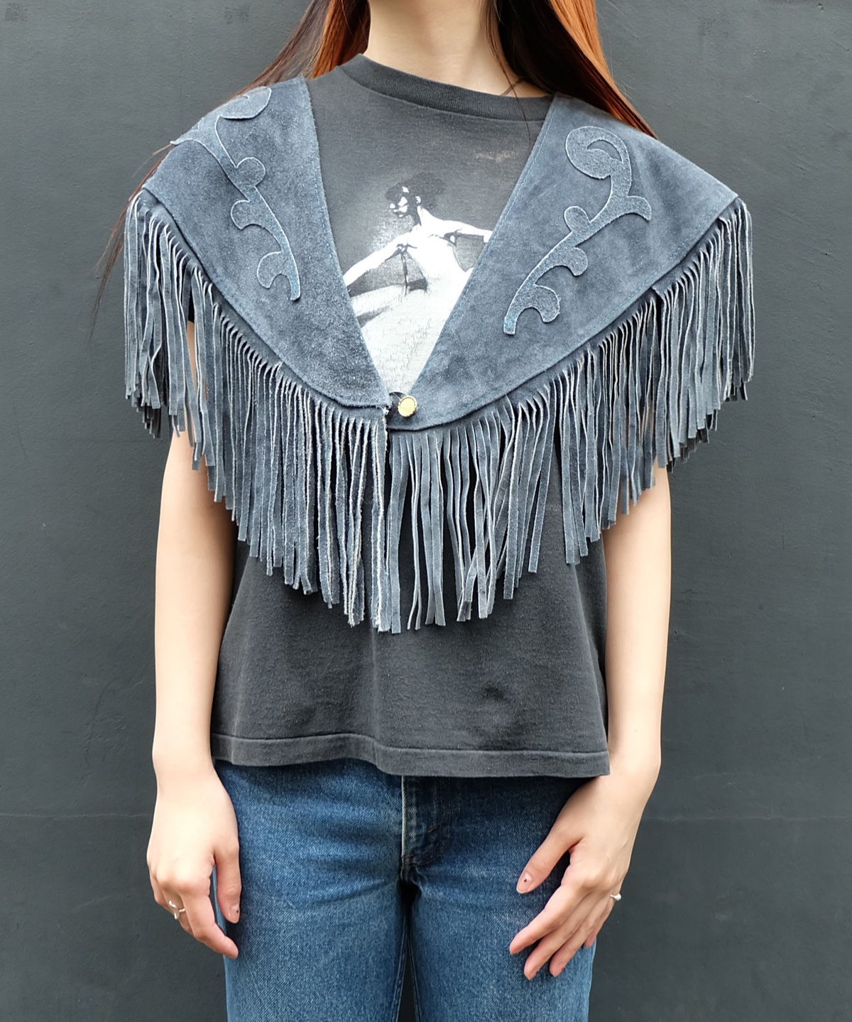 Vintage fringe suede collar | Shury