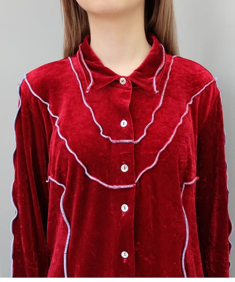 Frill Line Velours Shirt