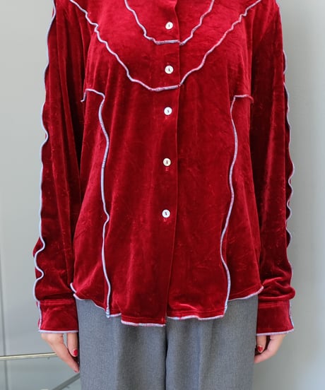 Frill Line Velours Shirt