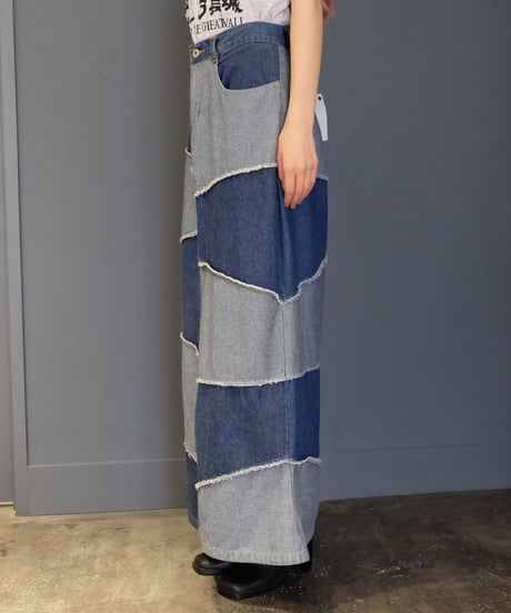 Vintage   Denim Patchwork Skirt
