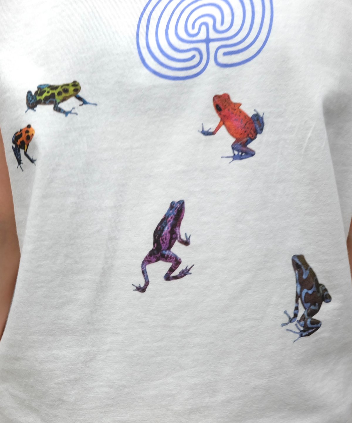 labyrins ホワイト Tシャツ shury groovy frog Labyrins Groovy Frog Tshirt Blue | Shury