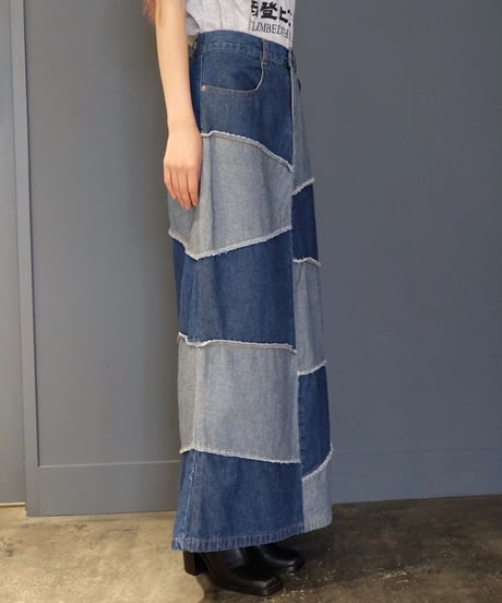 Vintage   Denim Patchwork Skirt