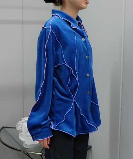 Frill Line Velours Shirt