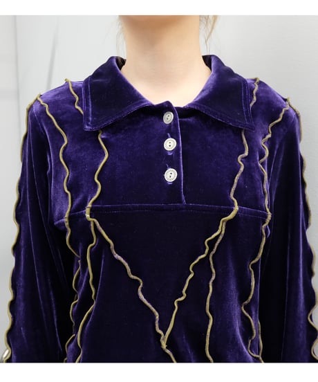 Frill Line Velours Tops