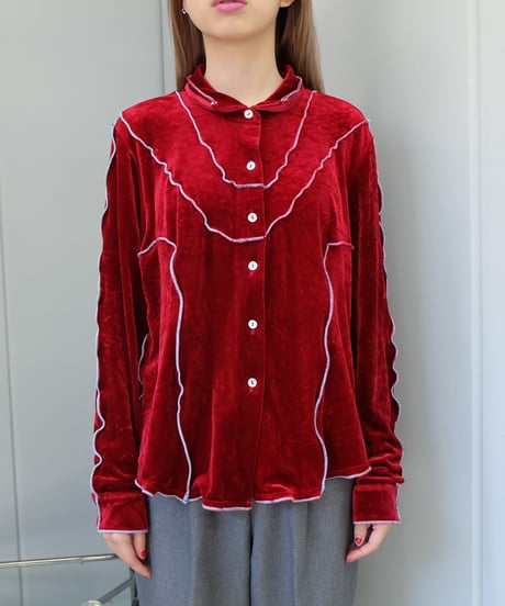 Frill Line Velours Shirt