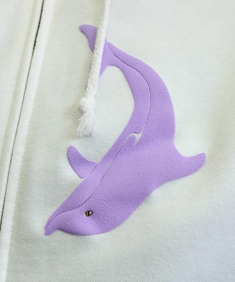 Labyrins Two Dolphins Zip Hoodie White | Shury