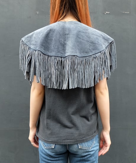 Vintage   fringe suede collar