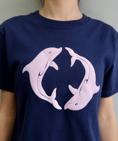 Labyrins  Two Dolphin Tshirt Navy