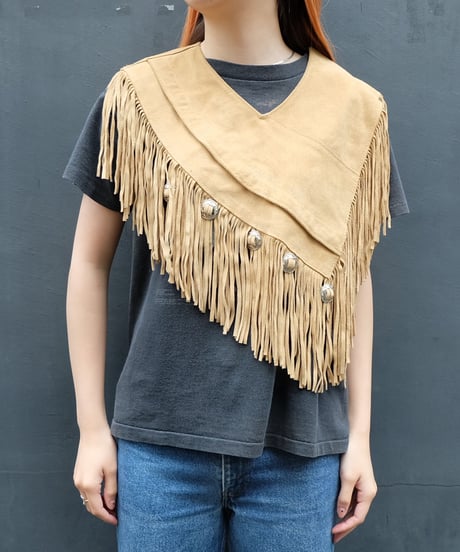 Vintage   fringe suede collar