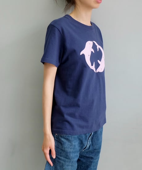 Labyrins  Two Dolphin Tshirt Navy