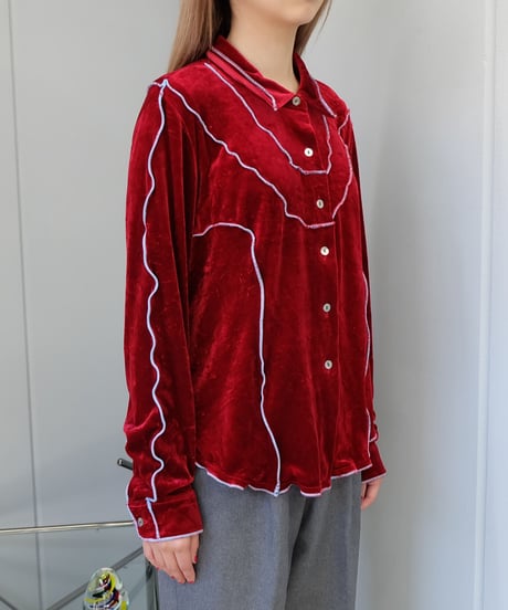 Frill Line Velours Shirt
