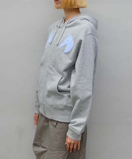 Labyrins Dont Cry Horse Zip Hoodie Gray