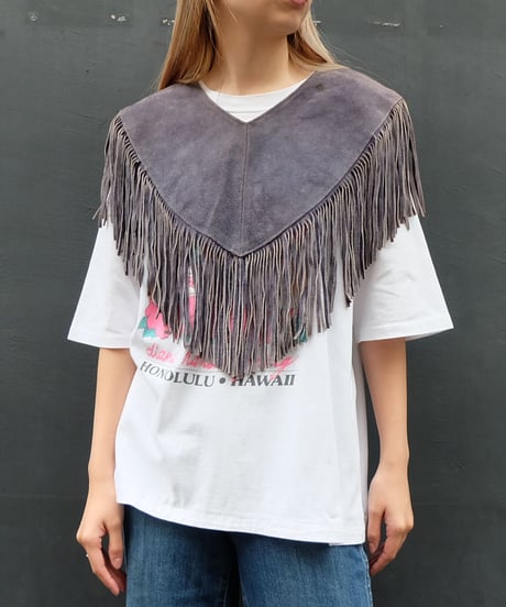 Vintage fringe suede collar