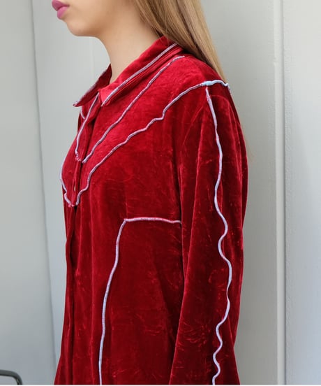 Frill Line Velours Shirt