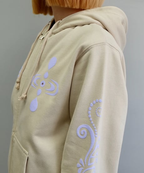 Labyrins   Botanical Hoodie Beige