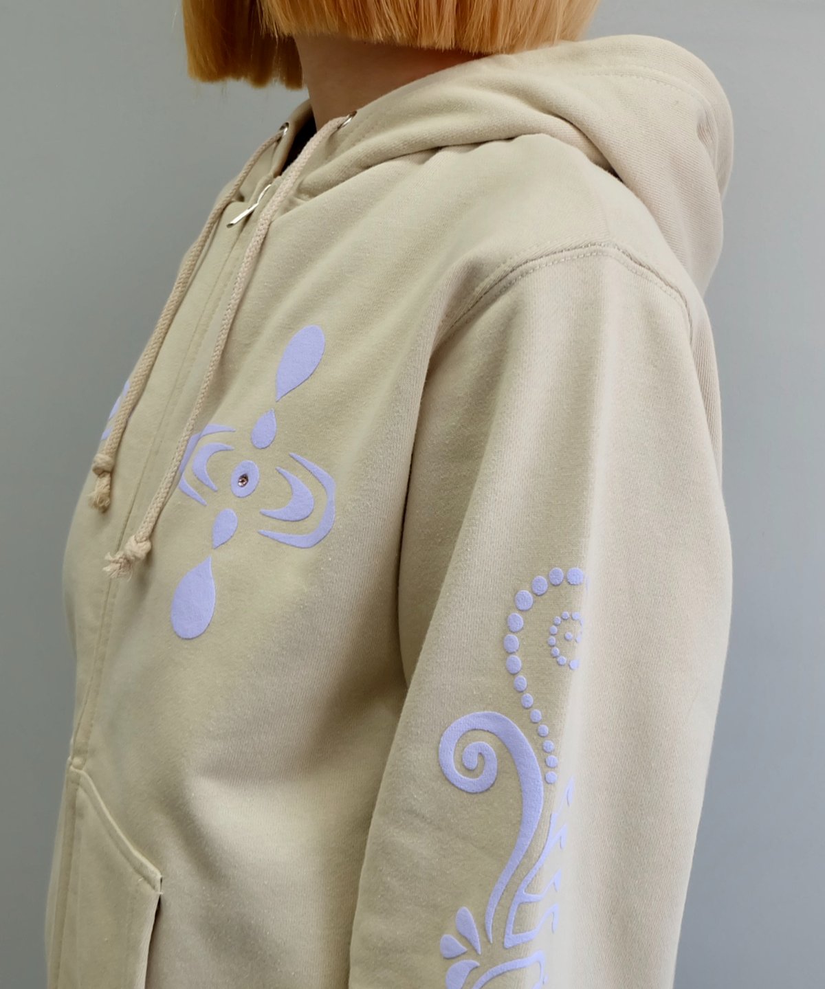 Labyrins Botanical Hoodie Beige | Shury