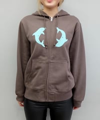 Labyrins Two Dolphins Zip Hoodie Navy | Shury 