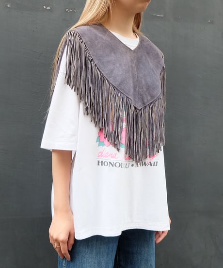 Vintage fringe suede collar