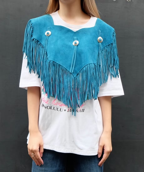 Vintage fringe suede collar