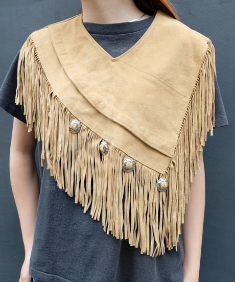 Vintage   fringe suede collar