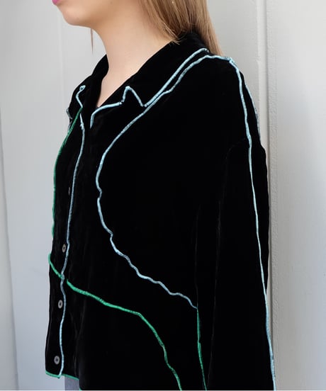 Frill Line Velours Shirt