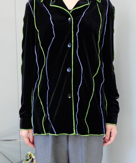 Frill Line Velours Shirt