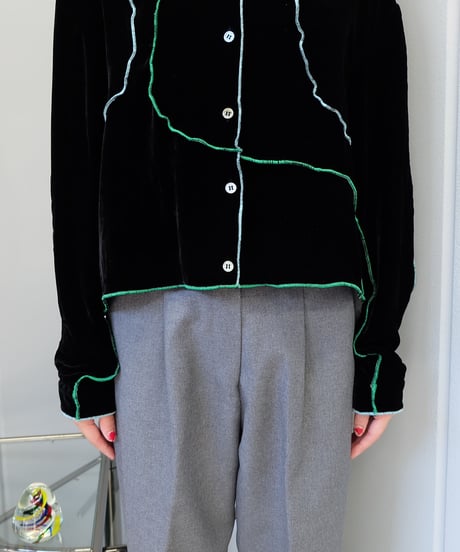 Frill Line Velours Shirt