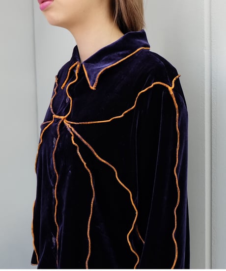Frill Line Velours Shirt