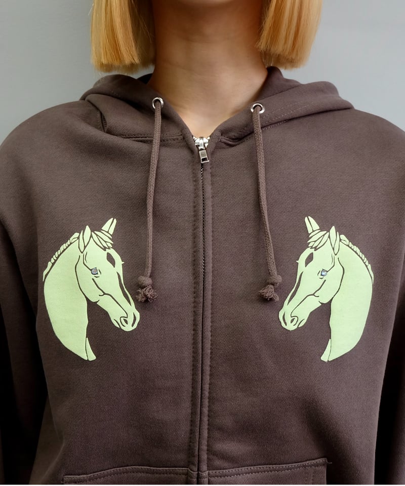 Labyrins Dont Cry Horse Zip Hoodie Brown | Shury